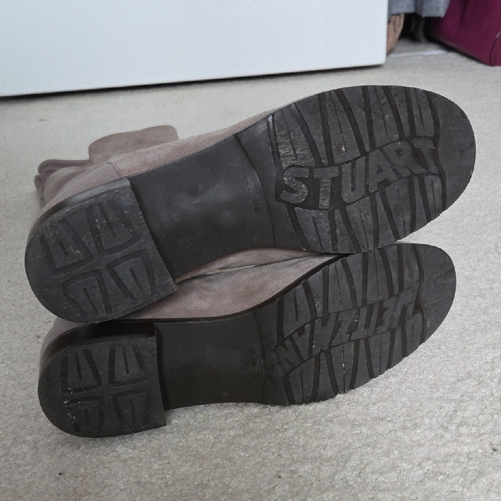 Stuart Weitzman 5050 Bold Tan Suede Over the Knee Boots - Picture 2 of 9